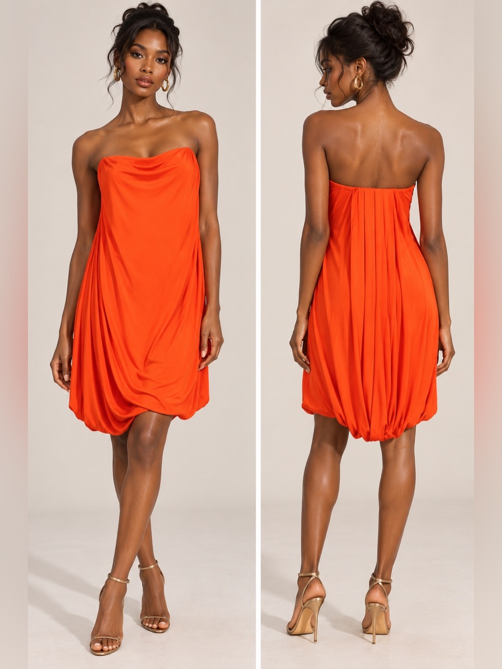 Satin Slip Dress in Vibrant Orange